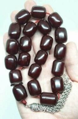 103 Grams Antique Faturan Cherry Amber Rosary Prayer Beads Marbled