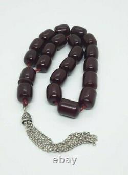 103 Grams Antique Faturan Cherry Amber Rosary Prayer Beads Marbled