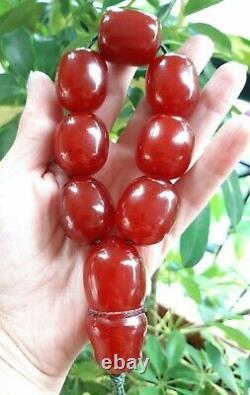 104.3 Grams Antique Faturan Cherry Amber Bakelite Prayer Beads Tesbih Misbah