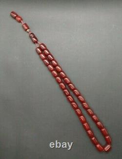 105.6 Grams Antique Faturan Cherry Amber Bakelite Beads Rosary Misbah Marbled