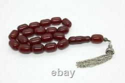 105 Grams Antique Faturan Cherry Amber Rosary Prayer Beads Marbled