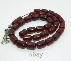 106.5 Grams Antique Faturan Cherry Amber Rosary Prayer Beads Marbled