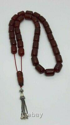 106.5 Grams Antique Faturan Cherry Amber Rosary Prayer Beads Marbled