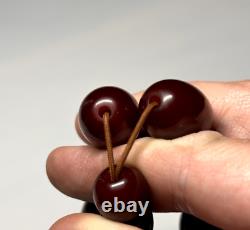 108 Grams Antique Faturan Cherry Amber Bakelite Rosary Beads