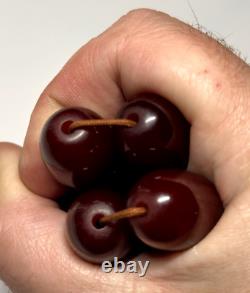 108 Grams Antique Faturan Cherry Amber Bakelite Rosary Beads