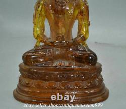 10.4 China Red Amber Carving Buddhism Amitayus longevity God Goddess Statue