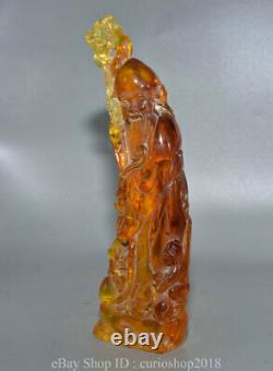 10.4 Old Chinese Red Amber Carved Shouxing longevity God Tongzi Peach Statue