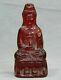 10 Chinese Red Amber Carving Seat Kwan-yin Guan Yin Goddess Statue Sculpture