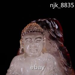 10 Old Chinese the Qing dynasty court amber carving Shakya Muni Buddha statue