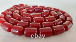 110.5 Grams Antique Cherry Amber Faturan Necklace Beads Marbled