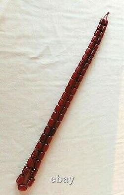 110.5 Grams Antique Cherry Amber Faturan Necklace Beads Marbled