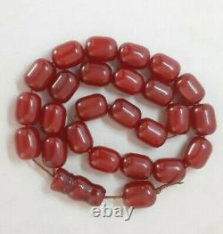 110.5 Grams Antique Faturan Cherry Amber Bakelite Beads Rosary Misbah Marbled