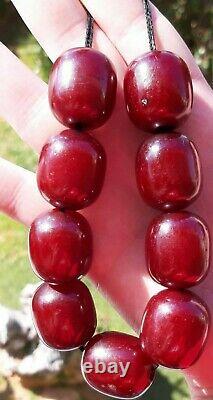 110 Grams Antique Faturan Cherry Amber Big Beads Rosary Necklace Marbled