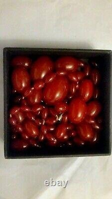 118g Antique Marbled Cherry Amber Bakelite Necklaces Loose Beads
