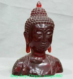 11.2 Old China Red Amber Thailand Ayutthaya Maitreya Buddha Head Bust Statue