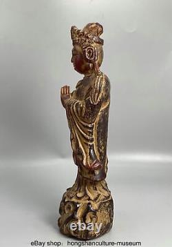 11.2 Old Chinese Red Amber Carved Buddhism Guanyin Kwan-Yin Buddha Statue