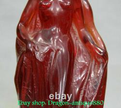 11.2 Old Chinese Red Amber Dynasty Carved beautiful woman beauty Belle Statue