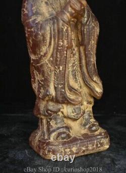 11.6 Old Chinese Red Amber Carved Dynasty Kongzi Confucius scholar Statue