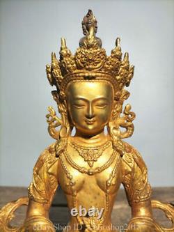 11.6 Old Tibet Buddhism Copper Amitayus longevity God Goddess Buddha Statue