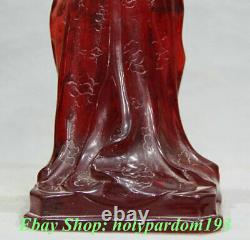 11 Chinese Red Amber Carving Dynasty Palace Beauties Woman Seat Sculpture