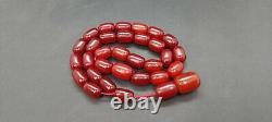 121.8 Grams Antique Faturan Cherry Amber Rosary Prayer Beads Marbled
