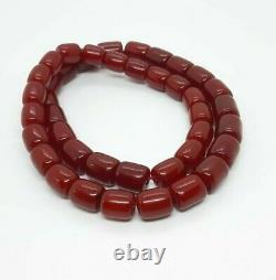122.3 Grams Antique Faturan Cherry Amber Beads Necklace Marbled