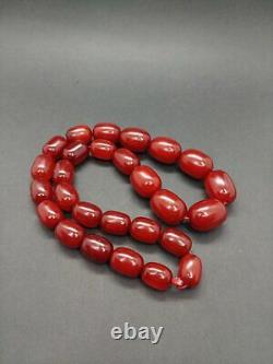 123.5 Grams Antique Faturan Cherry Amber Bakelite Beads Necklace Marbled
