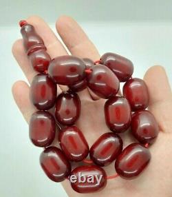 128.5 Grams Antique Faturan Cherry Amber Bakelite Prayer Beads Tesbih Misbah