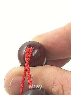 128.5 Grams Antique Faturan Cherry Amber Bakelite Prayer Beads Tesbih Misbah