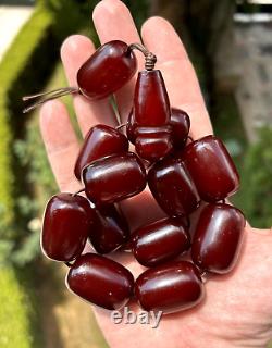 128 Gr Antique Faturan Cherry Amber Bakelite Rosary Prayer Beads Marbled
