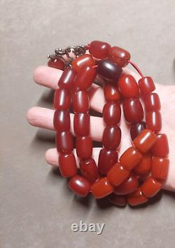 129 Grams Antique Faturan Cherry Bakelite Rosary Beads Marbled