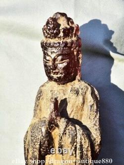 12.6 Rare Chinese Red Amber Carving Feng Shui Stand Guanyin Bodhisattva Statue