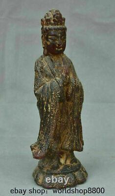 12.8 Old Chinese Red Amber Carving Buddhism Kwan-yin Guan Yin Goddess Statue