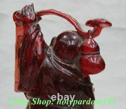 12 Chinese Amber Carving Happy Laugh Maitreya Buddha Blessing Wealth Sculpture