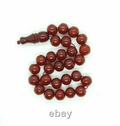 130 Grams Antique Faturan Cherry Amber Bakelite Prayer Beads Tespih Damari