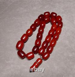 130 Grams Antique Faturan Cherry Amber Bakelite Rosary Beads Marbled