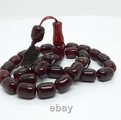 133 Grams Antique Faturan Cherry Amber Rosary Prayer Tesbih Misbah Beads