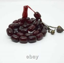 133 Grams Antique Faturan Cherry Amber Rosary Prayer Tesbih Misbah Beads