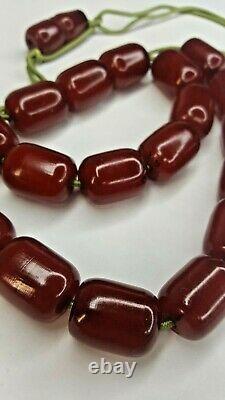 144g Antique Misbaha Faturan Cherry Amber Bakelite Beads Worry Prayer Necklace