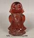 15cm Old Chinese Red Amber Temple Carving Young Monk Bonze Buddha Sculpture