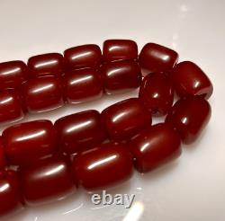 173 Grams Antique Faturan Cherry Amber Bakelite Beads Rosary Marbled