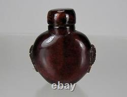 18th C. MINIATURE NATURAL CHERRY AMBER SNUFF BOTTLE