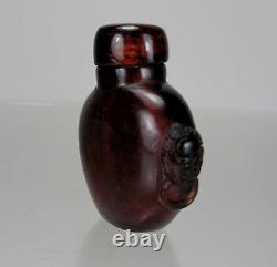 18th C. MINIATURE NATURAL CHERRY AMBER SNUFF BOTTLE