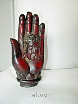 1930's Genuine CARVED Chinese CHERRY AMBER Hand of Buddha 73.8 Grams - RARE