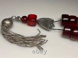 199.4 Grams Antique Faturan Cherry Amber Bakelite Beads Rosary