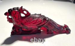 19th Century? Chinese? Cherry Amber Carved Phoenix Bird? Sold, As Is