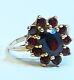 1.5 Carat Oval Garnet Main Stone Garnet Cluster 14k Gold Ring Size 6 Antique