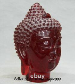 20CM Old Chinese Red Amber Carved Sakyamuni Shakyamuni Buddha Head Statue