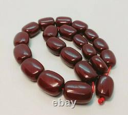 221 Grams Antique Cherry Amber Faturan Large Beads Necklace