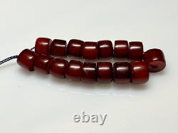 25.5 Grams Antique Faturan Bakelite Cherry Amber Beads Marbled